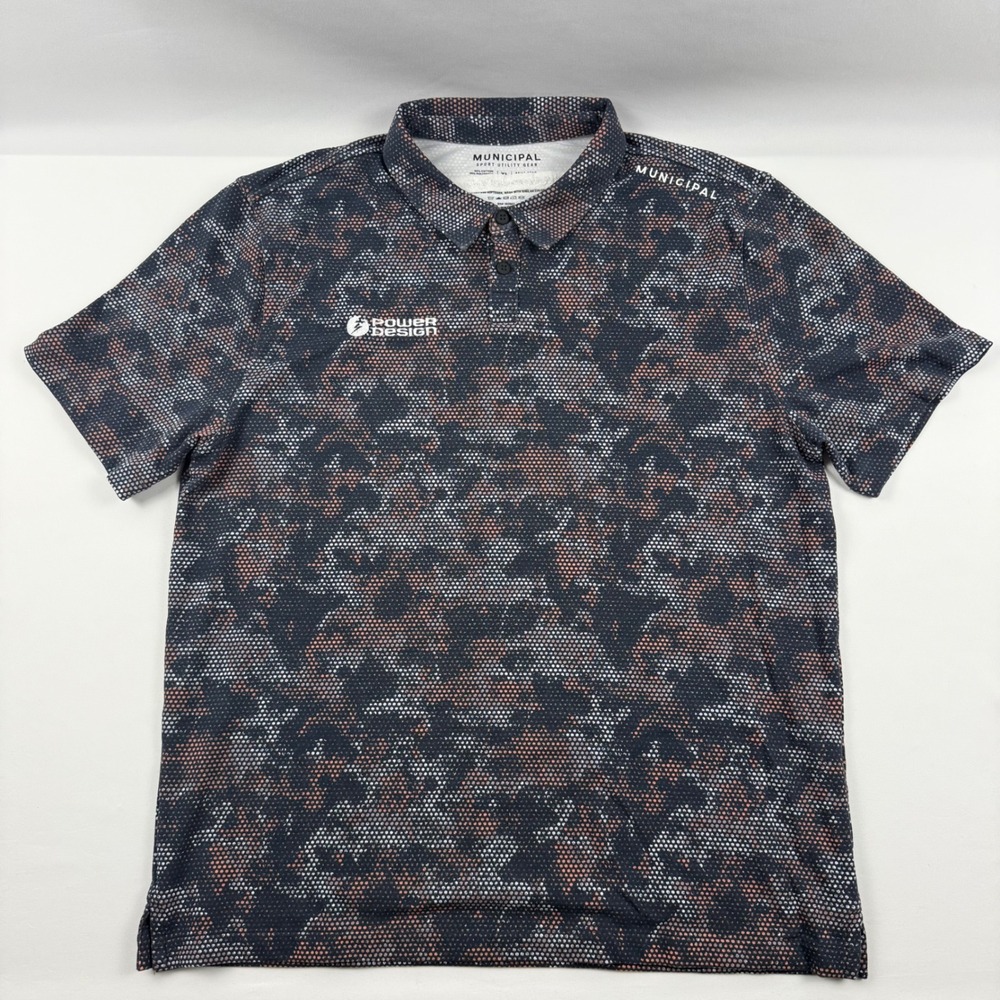 Municipal Mens XL Camo Polo Shirt 2023 US Open Power Design Golf Sport Utility